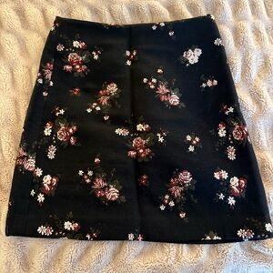 LOFT Outlet Black Floral Skirt